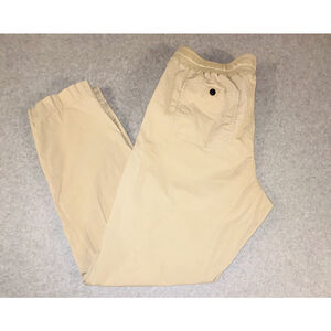 LL Bean Jogger Pants Mens Large Tan Cotton Stretch Drawstring Cargo Casual
